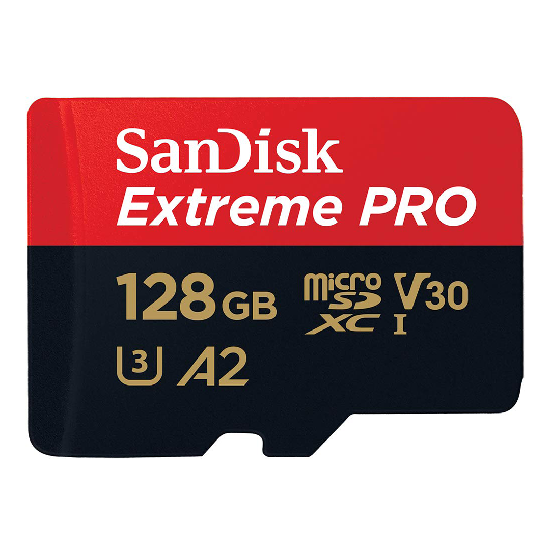 سانديسك اكستريم برو 128 جيجا microSDXC UHS-I، V30، قراءة 200 ميجابايت/ثانية، كتابة 90 ميجابايت/ثانية، بطاقة ذاكرة سانديسك اكستريم برو 128 جيجا microSDXC UHS-I، V30، قراءة 200 ميجابايت/ثانية، كتابة 90 ميجابايت/ثانية، بطاقة ذاكرة